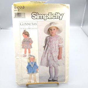 Vintage Sewing PATTERN Simplicity 8203, Jessica McClintock Gunne Sax Child Girls